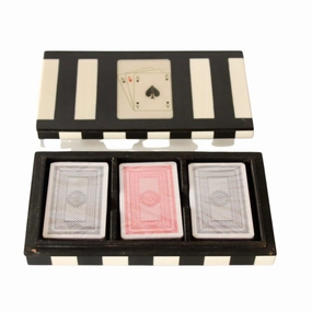 Black and white triple card box decorative home ornament