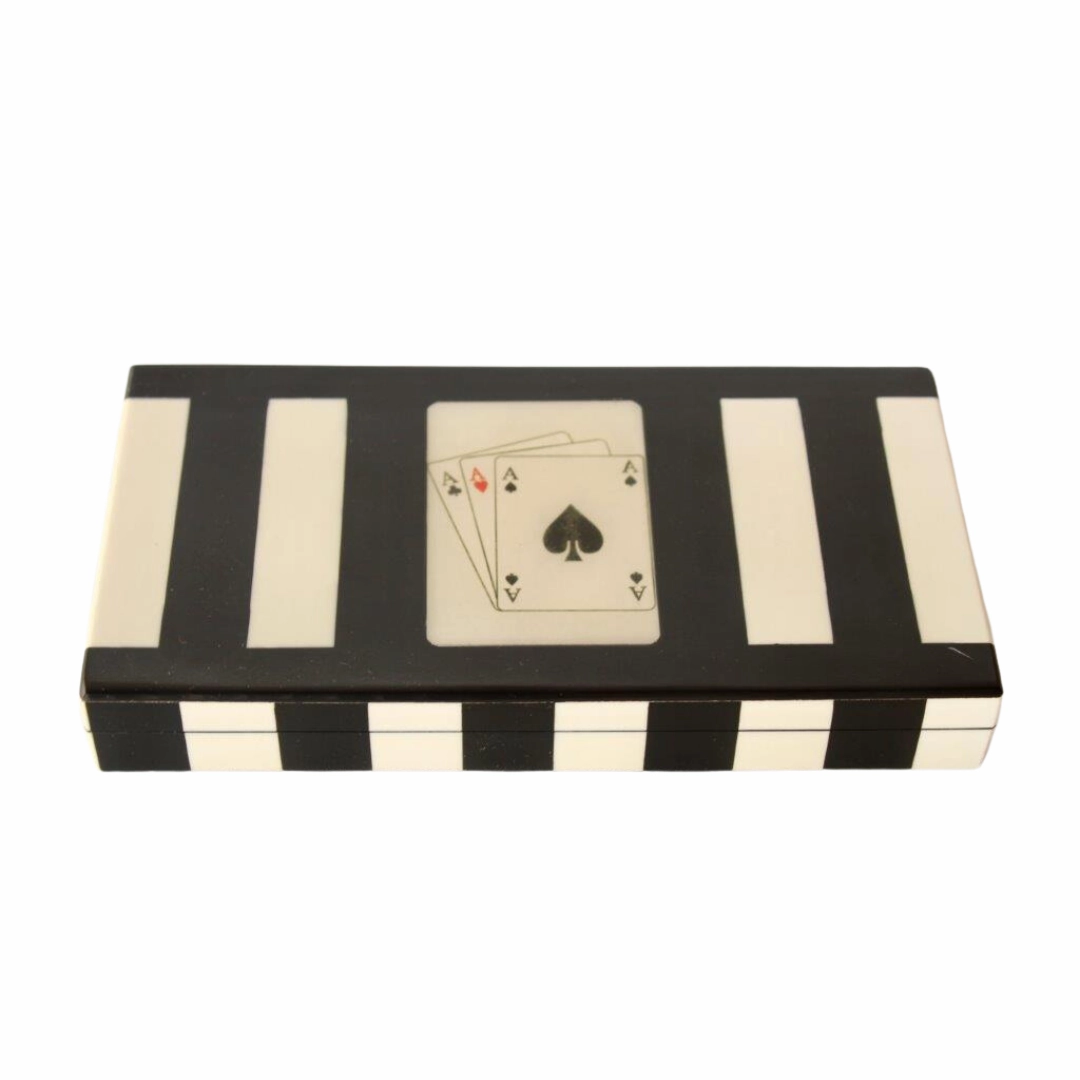 Black and white triple card box