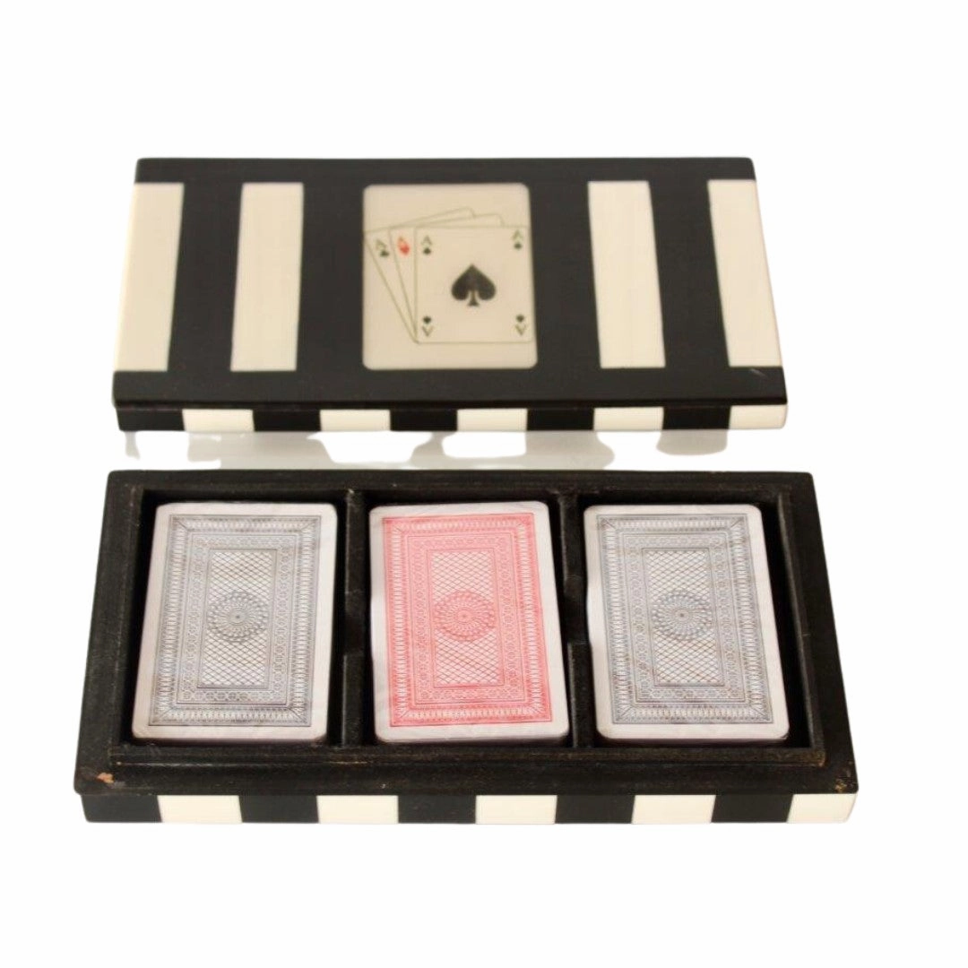 Black and white triple card box decorative home ornament