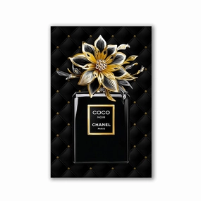 Black Chanel Bottle by Adrian V framed mural artwork