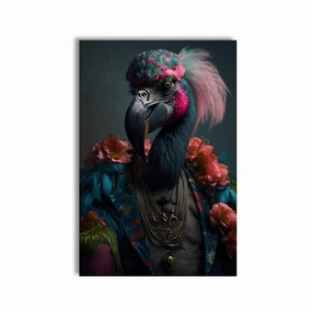 Black Flamingo Flowered by Juliano de Araujo framed mural artwork