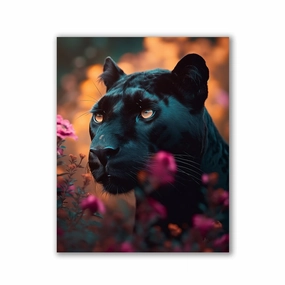 Black Panther Floral by Zenzdesign framed mural artwork