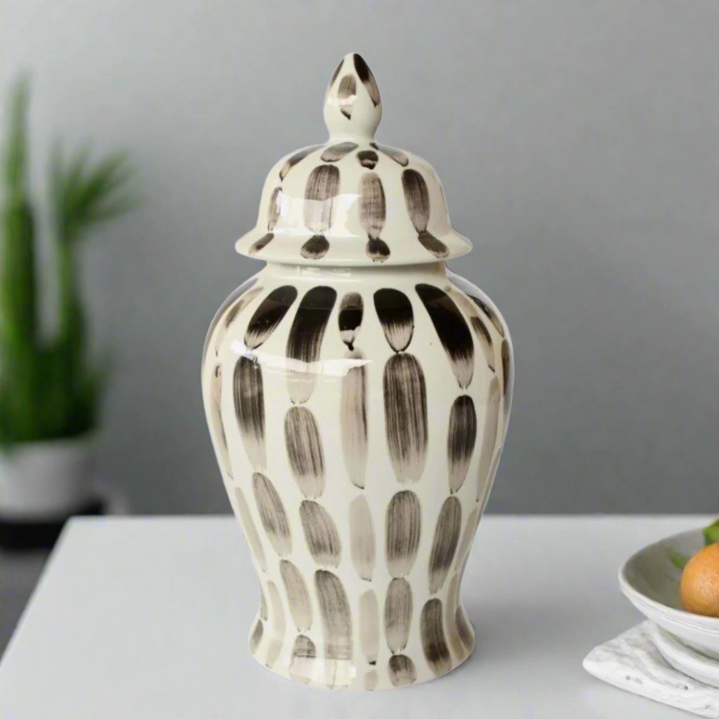 Black Stripe Ginger Jar 47x23cm