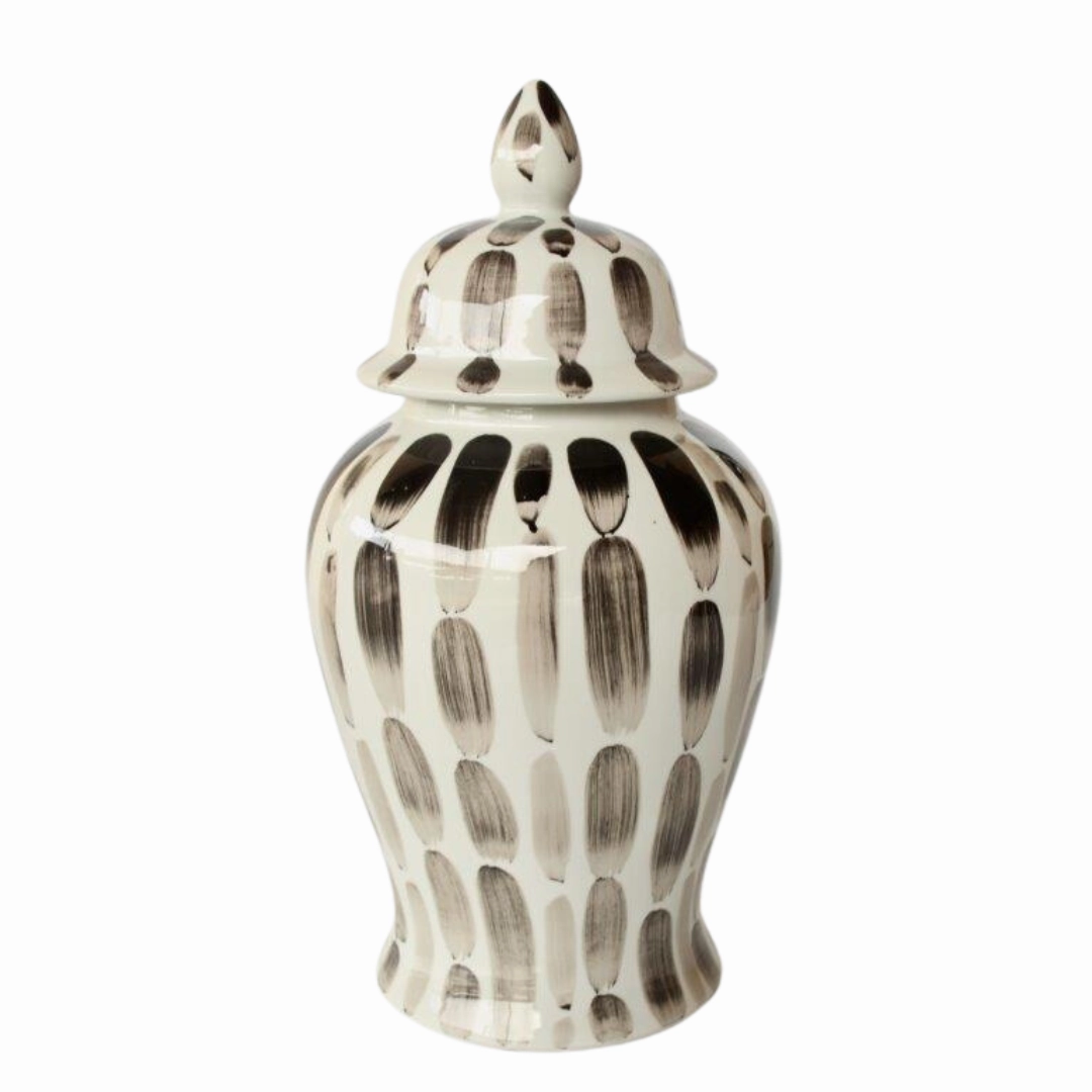 Black Stripe Ginger Jar 47x23cm