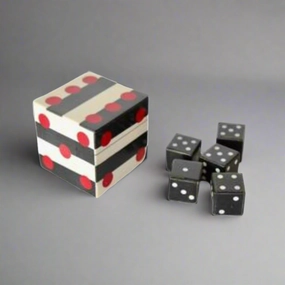 Black, White & Red Box With 5 Dice 8.5X8.5X8.5cm decorative home ornament