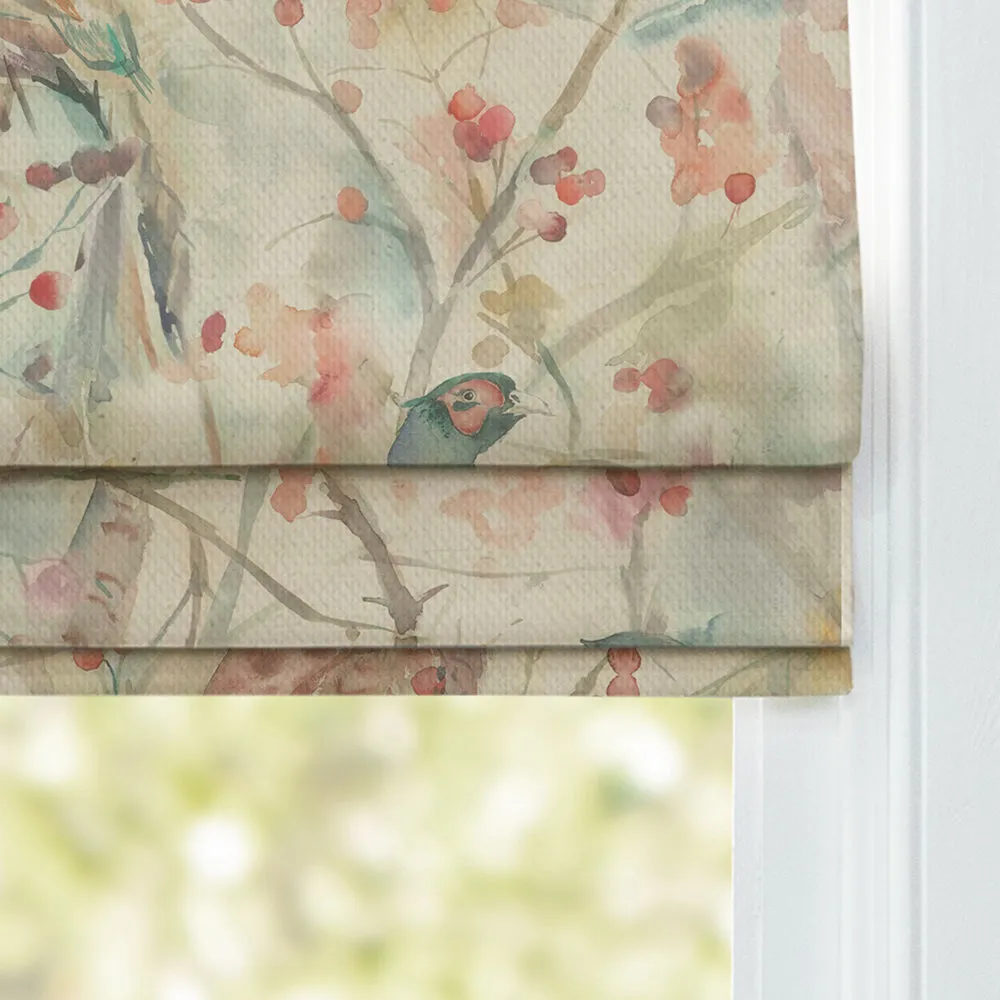 Blackberry Row Printed Cotton Made to Measure Roman Blinds Natural