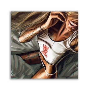 Blonde tattoo girl framed mural artwork