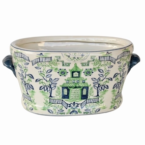 Blue & green pagoda foot bath 20x41x27cm decorative home ornament