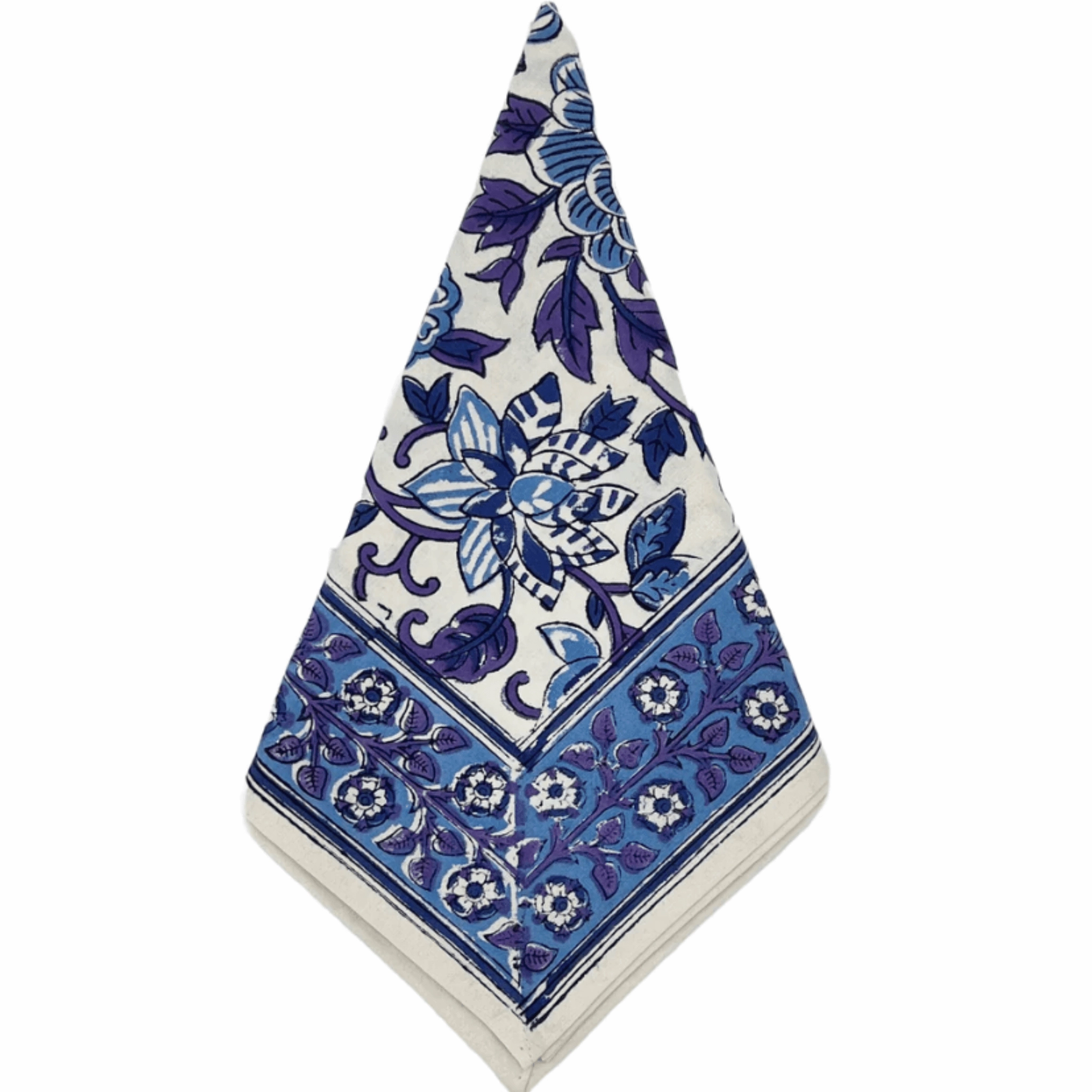 Blue & White Hand Block Printed Floral Dinner Napkin cute desktop display