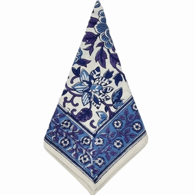 Blue & White Hand Block Printed Floral Dinner Napkin cute desktop display