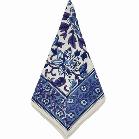 Blue & White Hand Block Printed Floral Dinner Napkin mini desktop sculpture