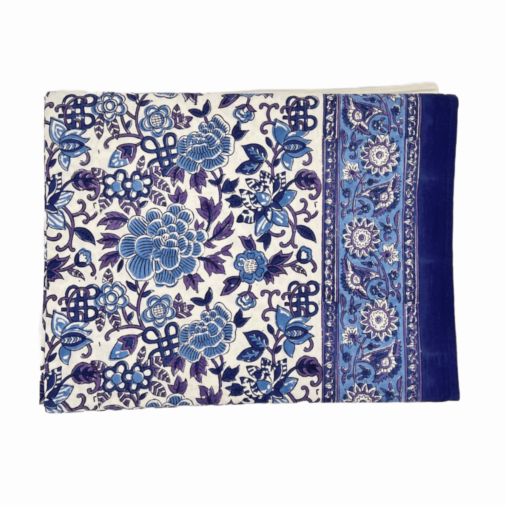 Blue & White Hand Block Printed Floral Tablecloth cute desktop display