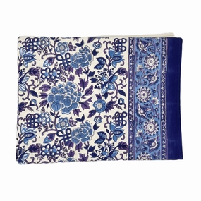 Blue & White Hand Block Printed Floral Tablecloth mini desktop sculpture