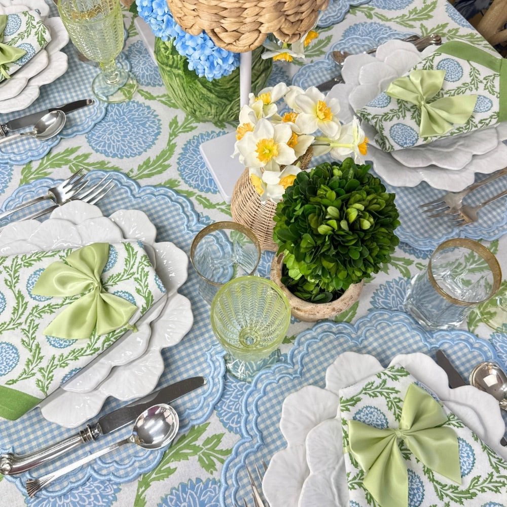 Blue and Green Flowers & Vines Napkin, Set of 4