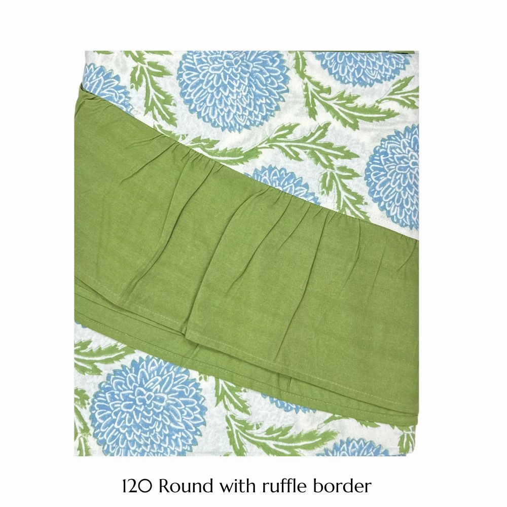 Blue and Green Flowers & Vines Tablecloth