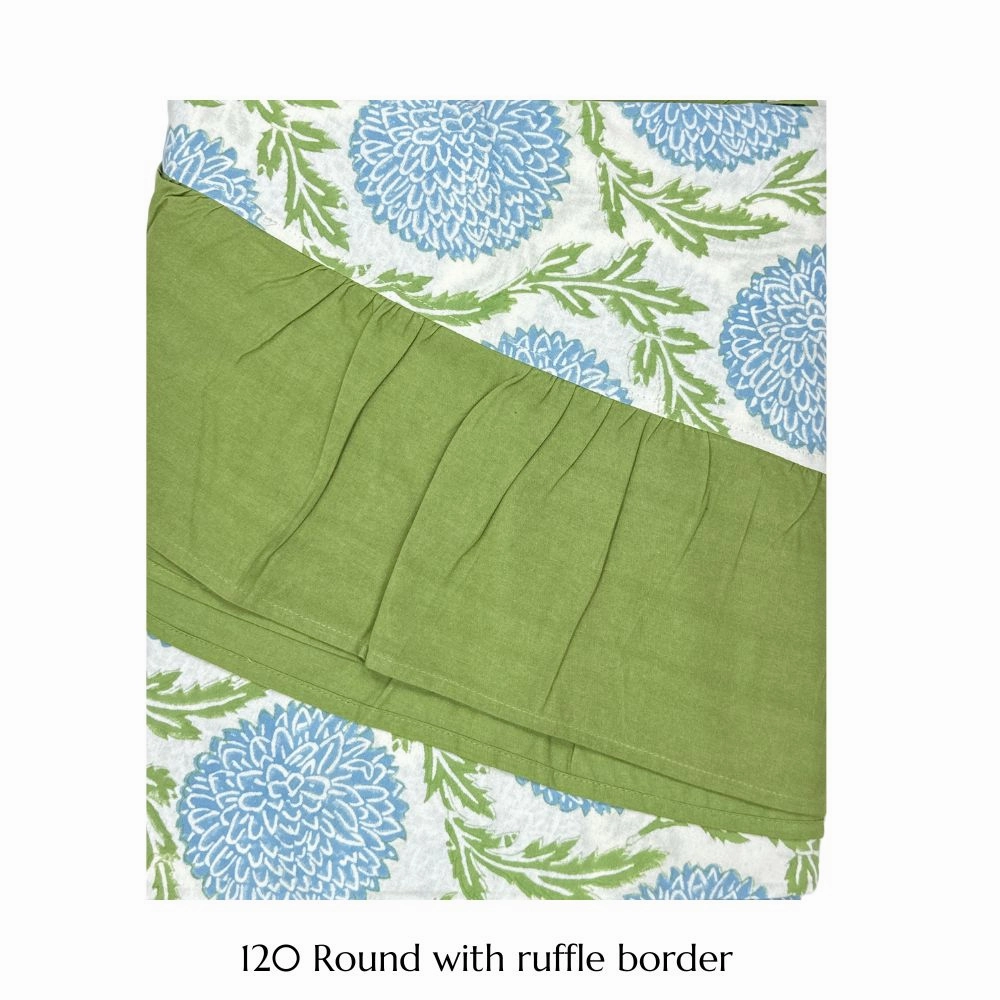 Blue and Green Flowers & Vines Tablecloth