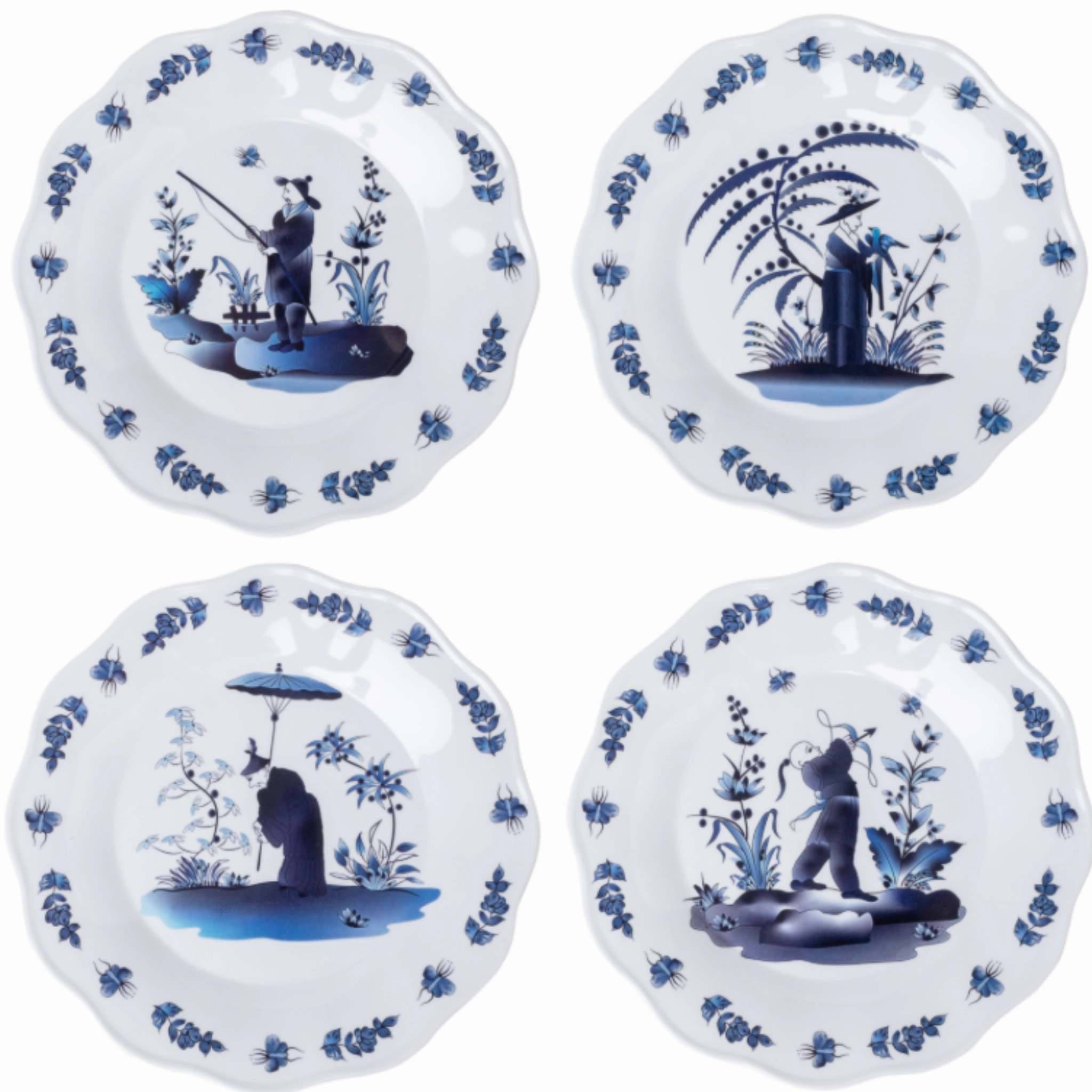 Blue and White Figurine Melamine Dinnerware Collection