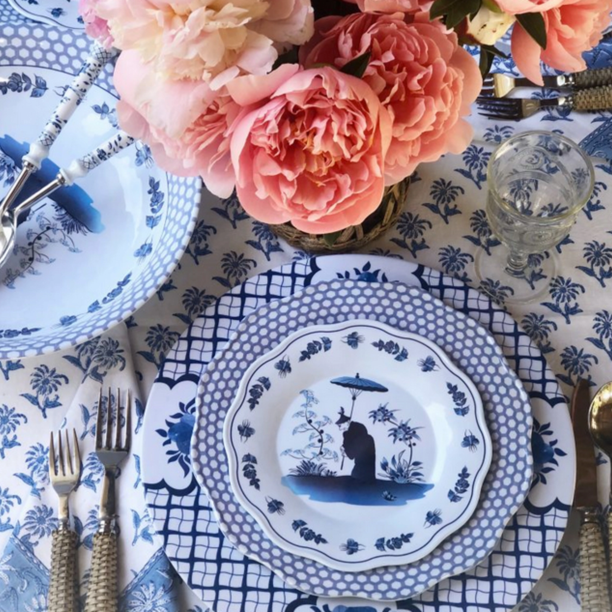 Blue and White Figurine Melamine Dinnerware Collection