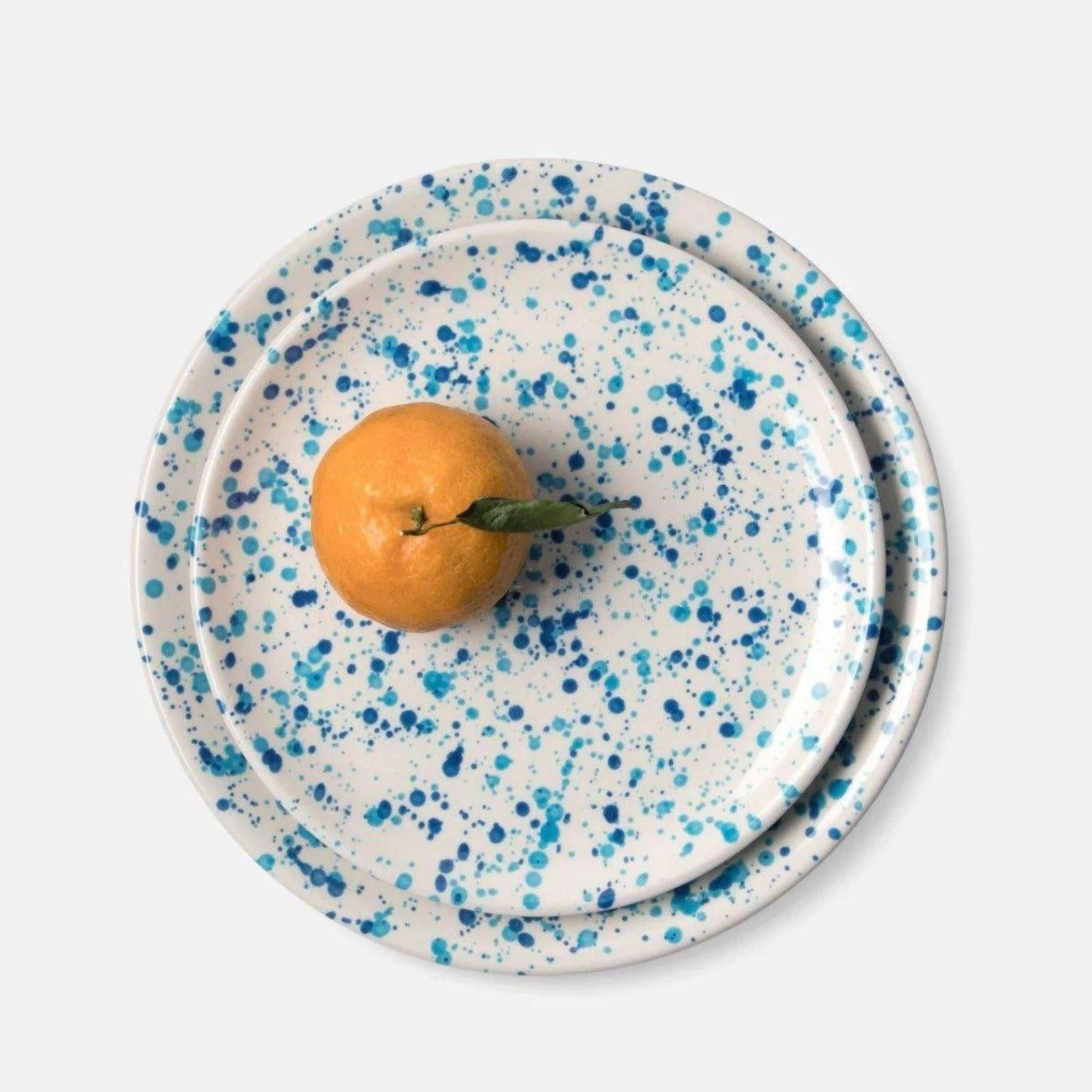 Blue and White Splatter Design Dinnerware Set