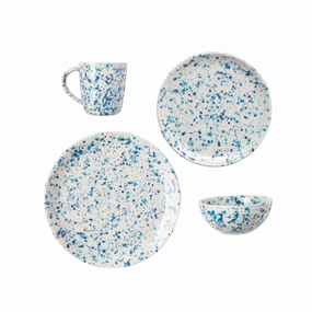 Blue and White Splatter Design Dinnerware Set cute desktop display