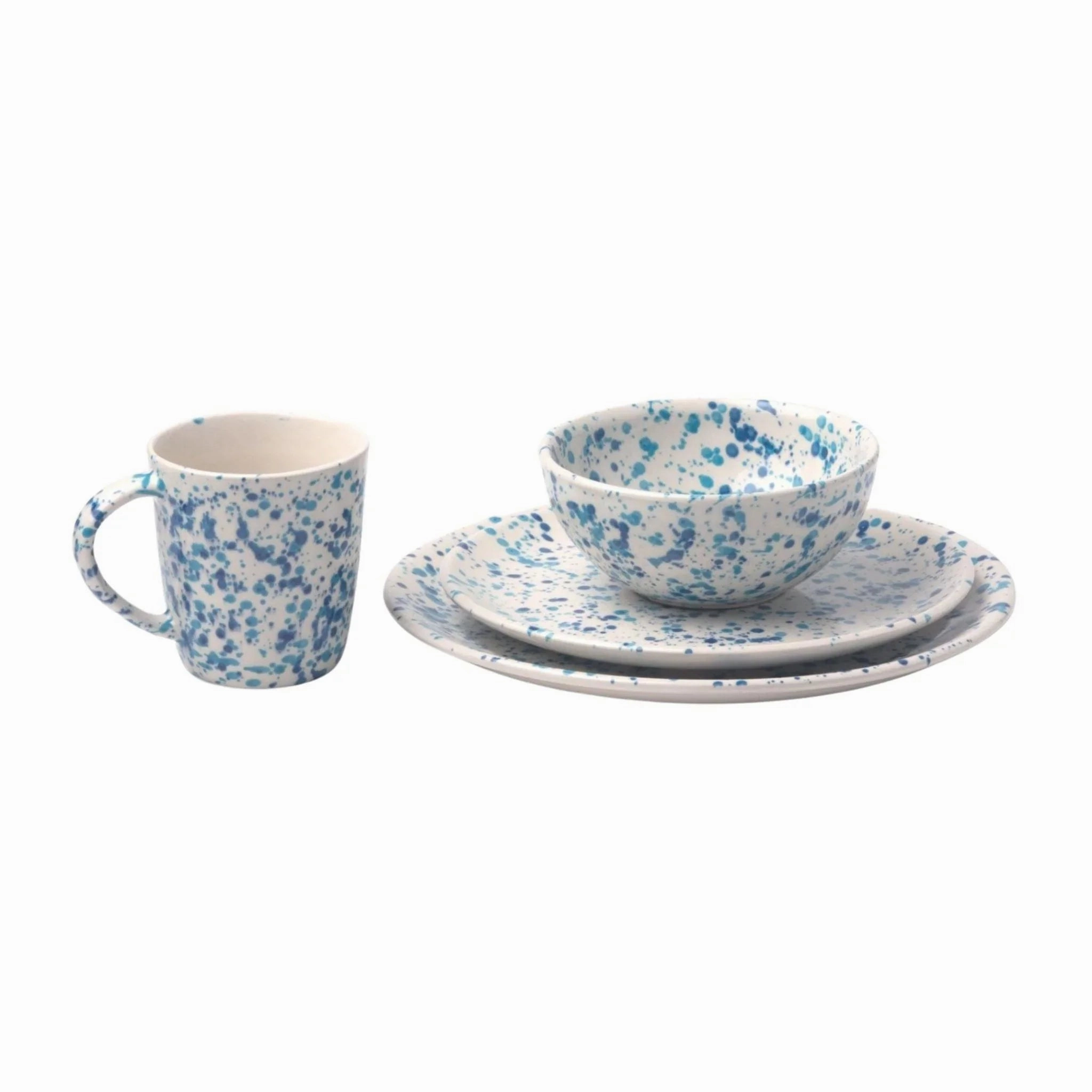 Blue and White Splatter Design Dinnerware Set