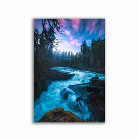 Blue Hour Cascades by Calibreus framed mural artwork
