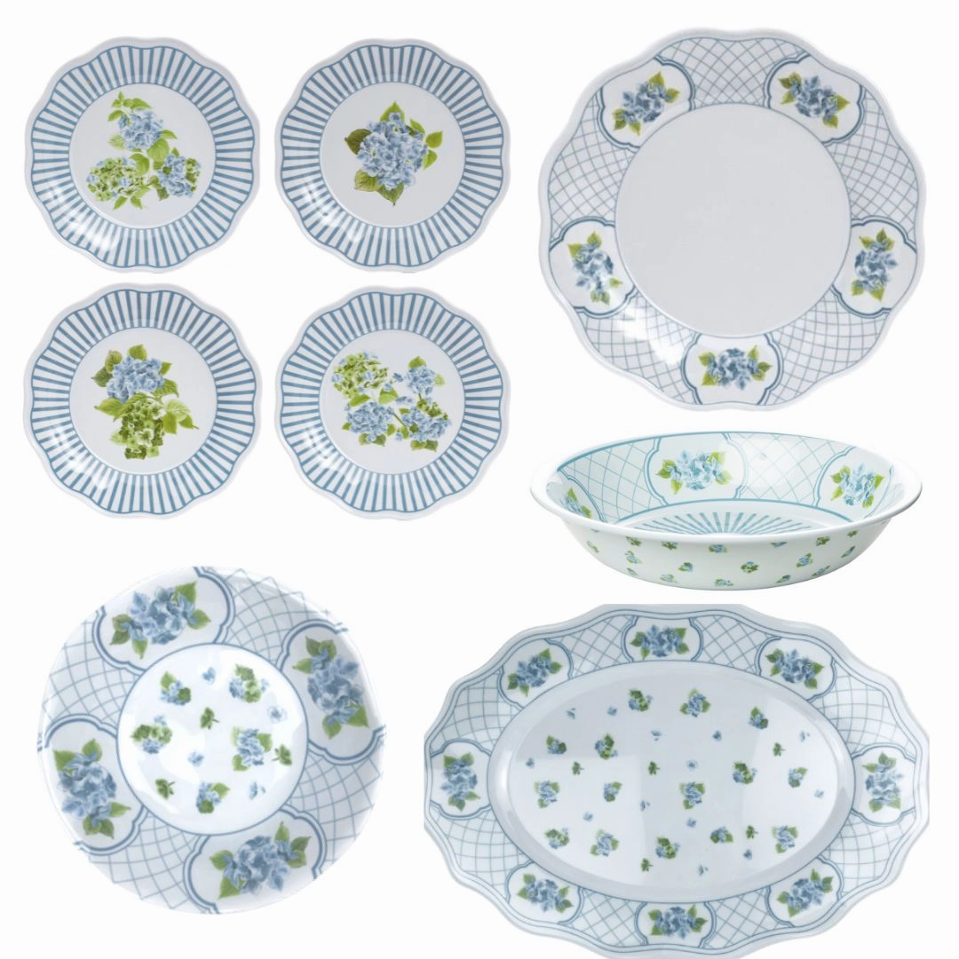 Blue Hydrangea Melamine Dinnerware Collection cute desktop display