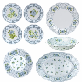 Blue Hydrangea Melamine Dinnerware Collection cute desktop display