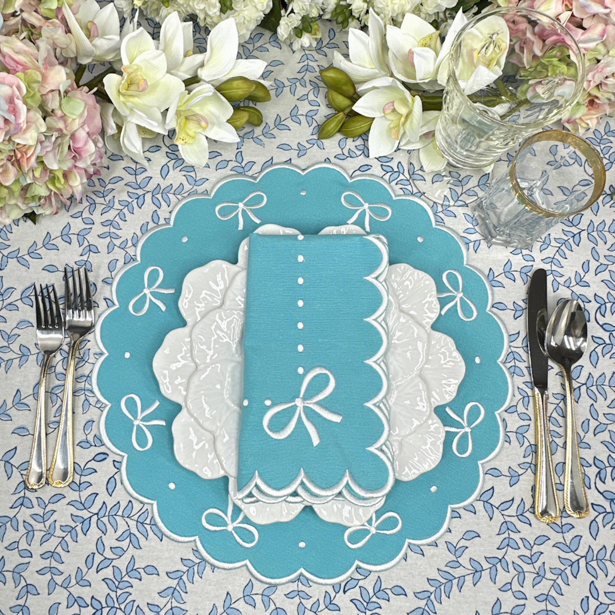 Blue Leaves Tablecloth