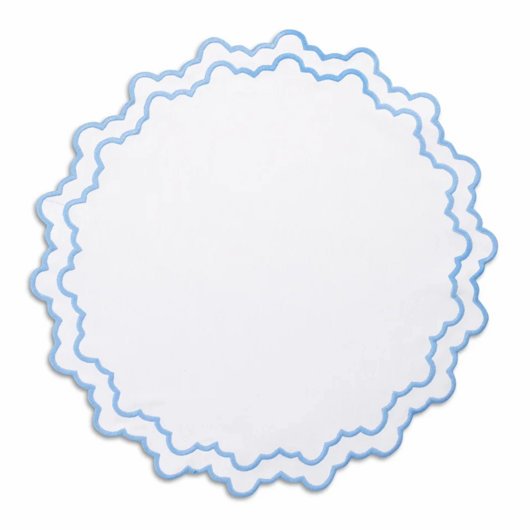 Blue Lotus Flower Embroidered Placemat & Napkin Set