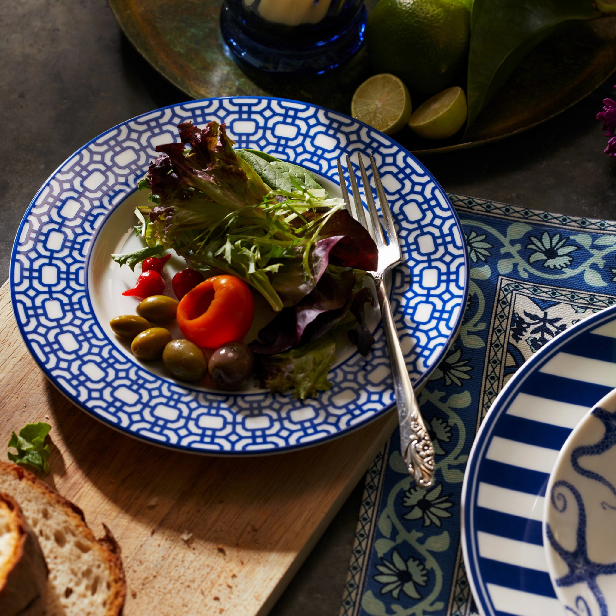 Blue Newport Garden Gate Rimmed Salad Plate