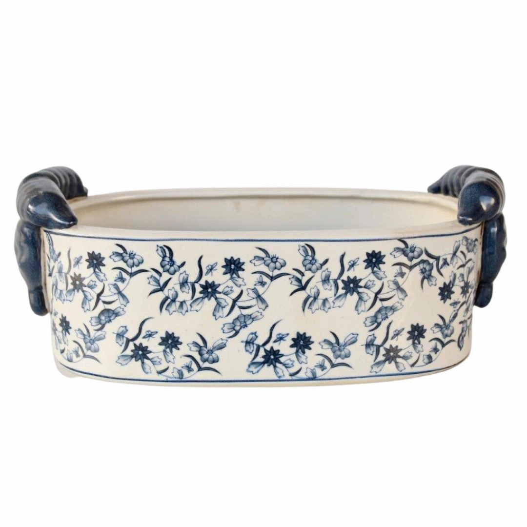 Blue oval planter 14x36x17cm decorative home ornament