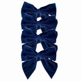Blue Velvet Bow Napkin Ties, Set of 4 mini desktop sculpture