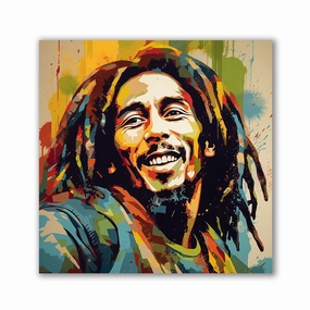 Bob Marley - Pop Art Portrait by Frank Daske framed mural artwork
