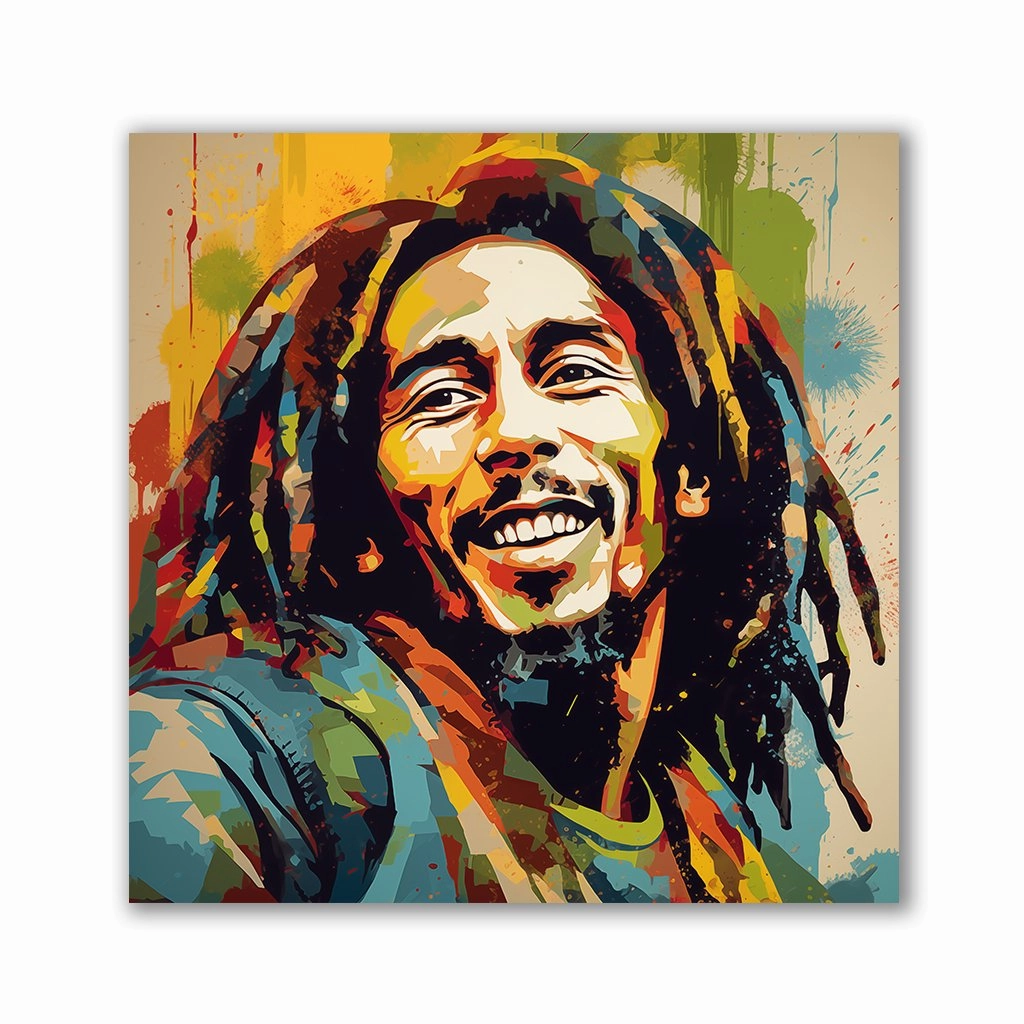 Bob Marley - Pop Art Portrait by Frank Daske framed mural artwork