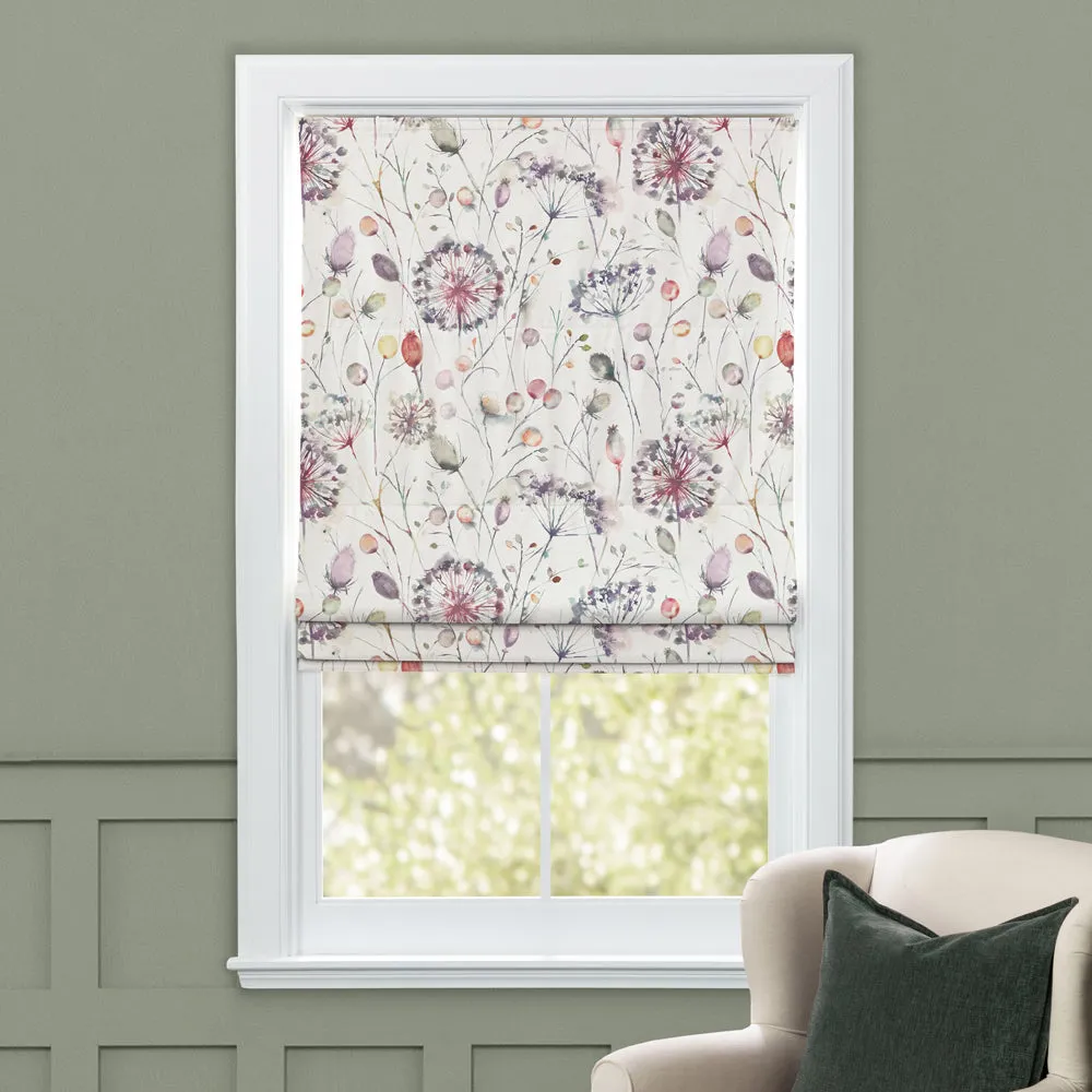 Boronia Printed Cotton Made to Measure Roman Blinds Boysenberry/Cream