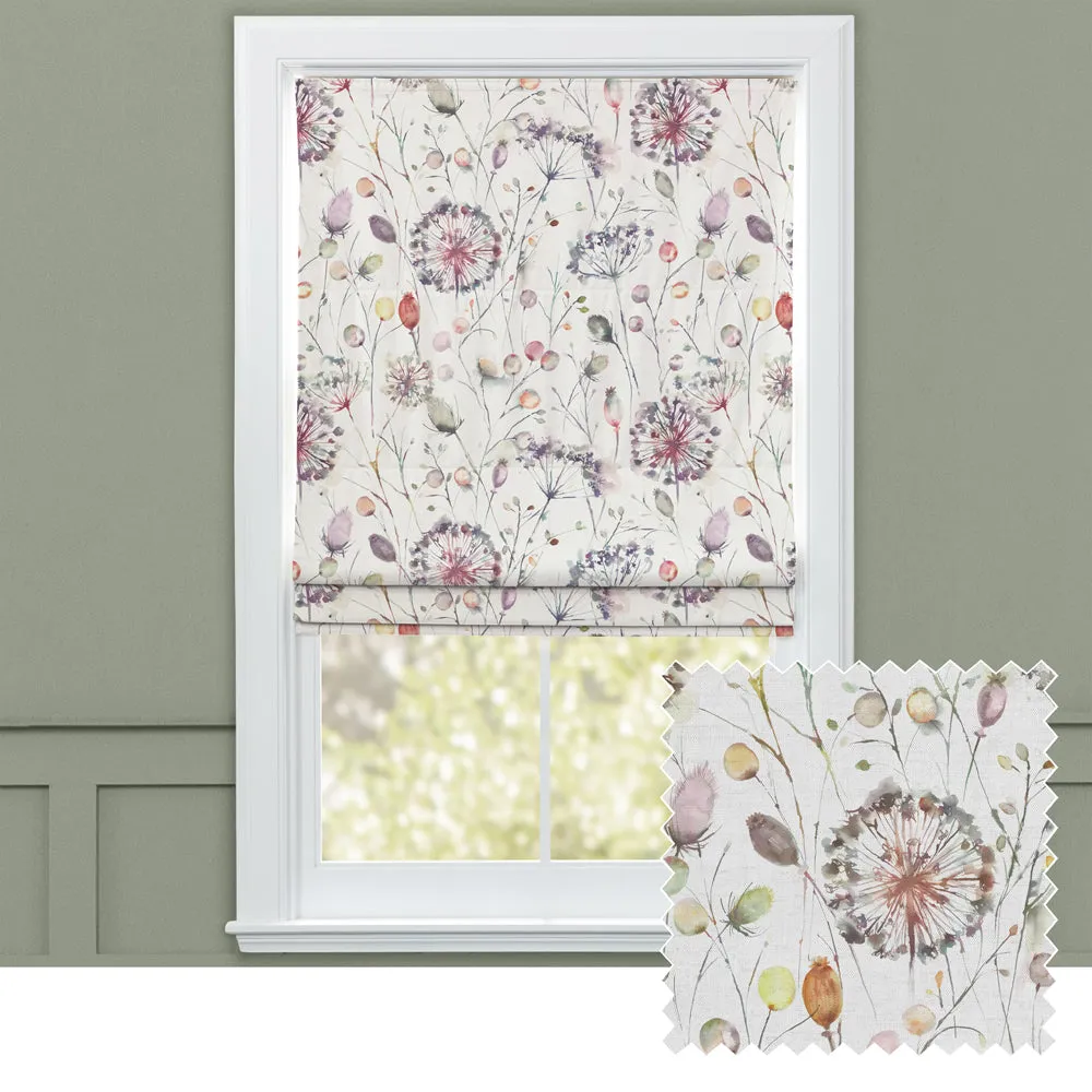 Boronia Printed Cotton Made to Measure Roman Blinds Boysenberry/Cream chic floor carpet  