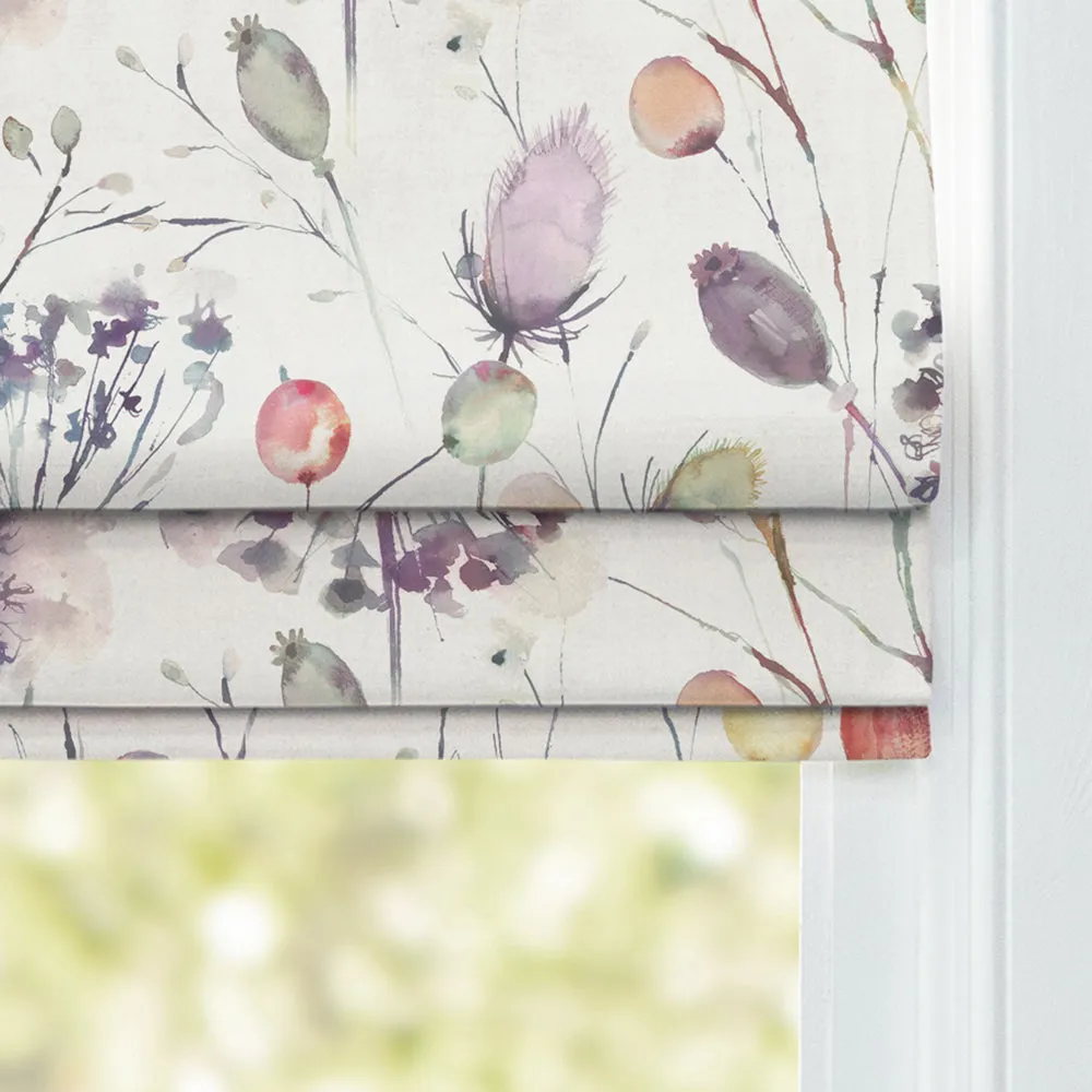 Boronia Printed Cotton Made to Measure Roman Blinds Boysenberry/Cream