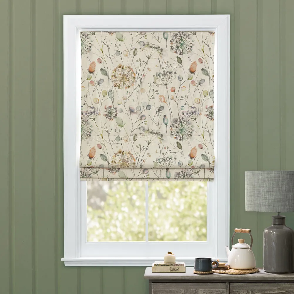Boronia Printed Cotton Made to Measure Roman Blinds Coral/Cloud
