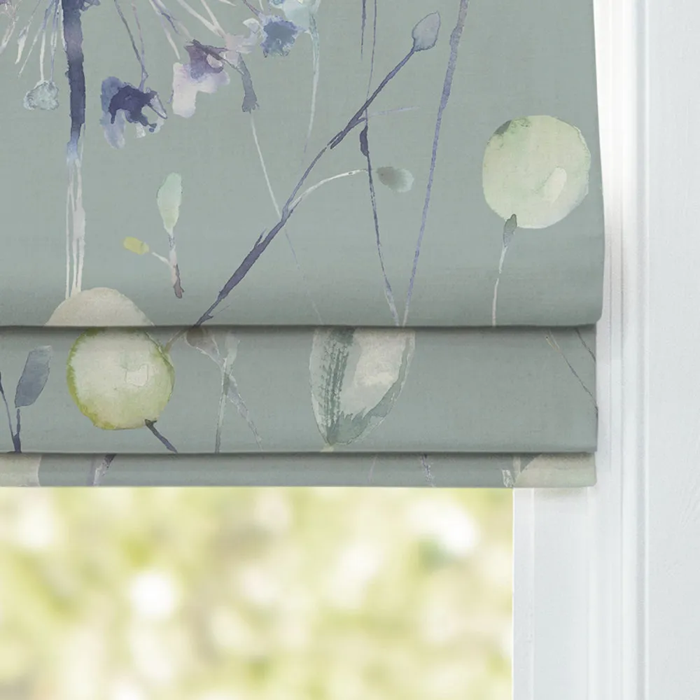 Boronia Printed Cotton Made to Measure Roman Blinds Crocus/Willow