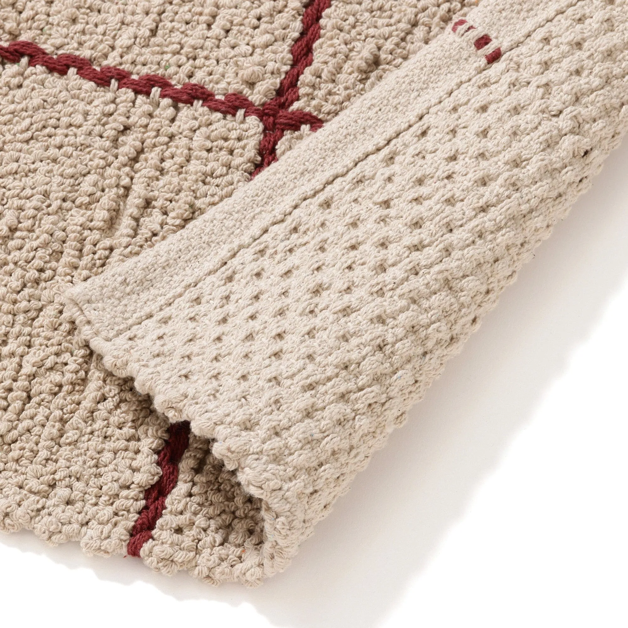 Boucle Windowpane Cotton Rug Medium 2000 X 1400 Beige X Red