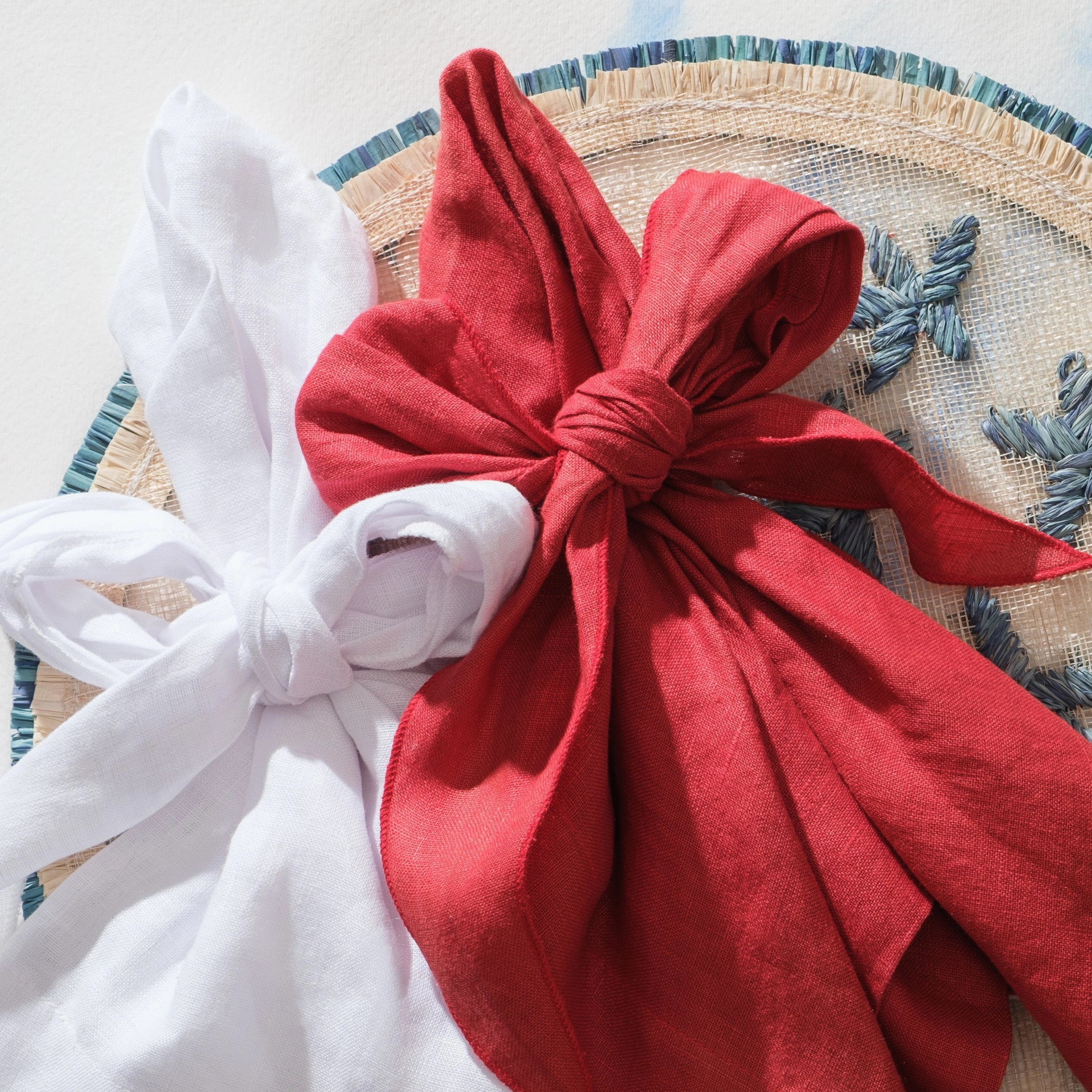 Bow Linen Napkin, Berry, Set of Two