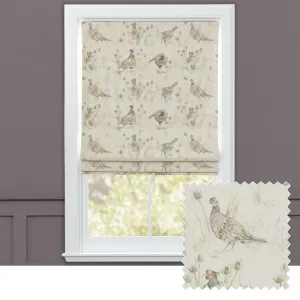 Bowmont Printed Linen Made to Measure Roman Blinds Pheasant chic floor carpet  