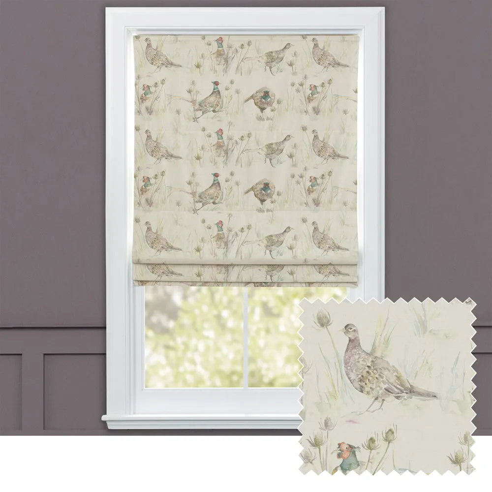 Bowmont Printed Linen Made to Measure Roman Blinds Pheasant chic floor carpet  