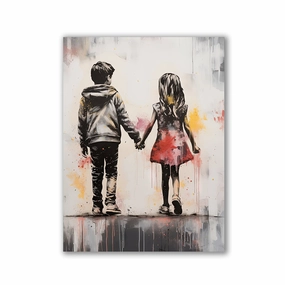 Boy and Girl by Daniel Decker framed mural artwork