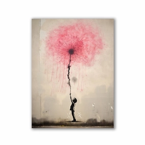 Boy with Dandelion x Banksy by Daniel Decker framed mural artwork
