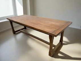 BREAD BOARD ENDS,TURNED LEG OAK FARM TABLE artistic wall mural
