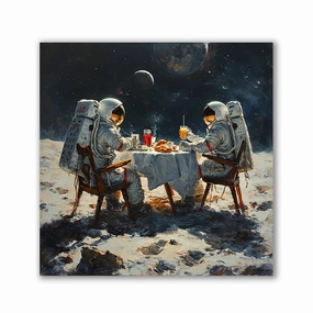 Breakfast on Moon by Catill framed mural artwork