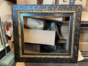 BROAD BLACK FRAME WITH GILT STENCIL AND RAISED TRIM artistic wall mural