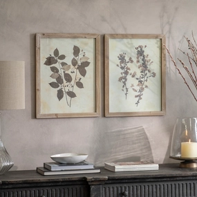 Brockby Set Of Two Leaf Prints in Wooden Frame 53.8cm modern mural painting